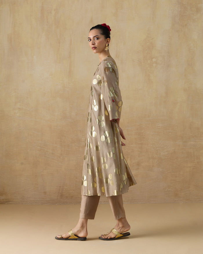 Cloud Dancer Kurta - Cotton Silk A-Line Fit