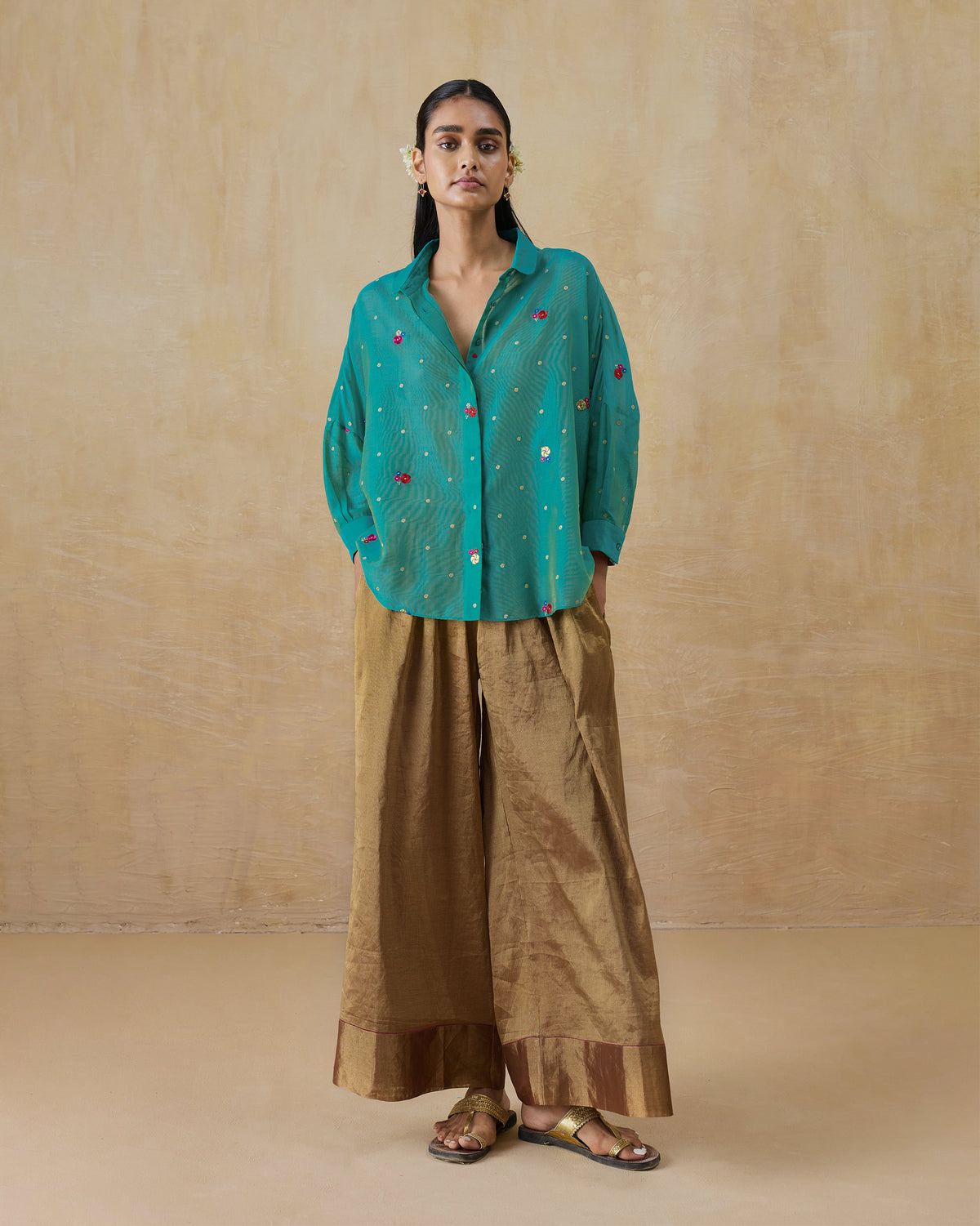 Charisma Pants - Metallic Tissue A-Line Fit