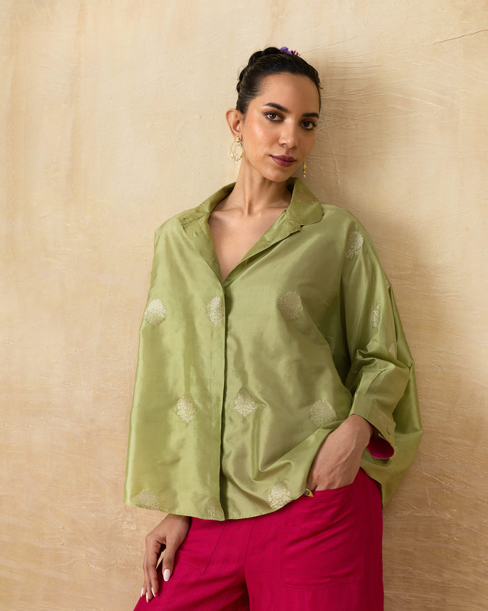 Boxy Shirt - Silk Blend Loose Fit
