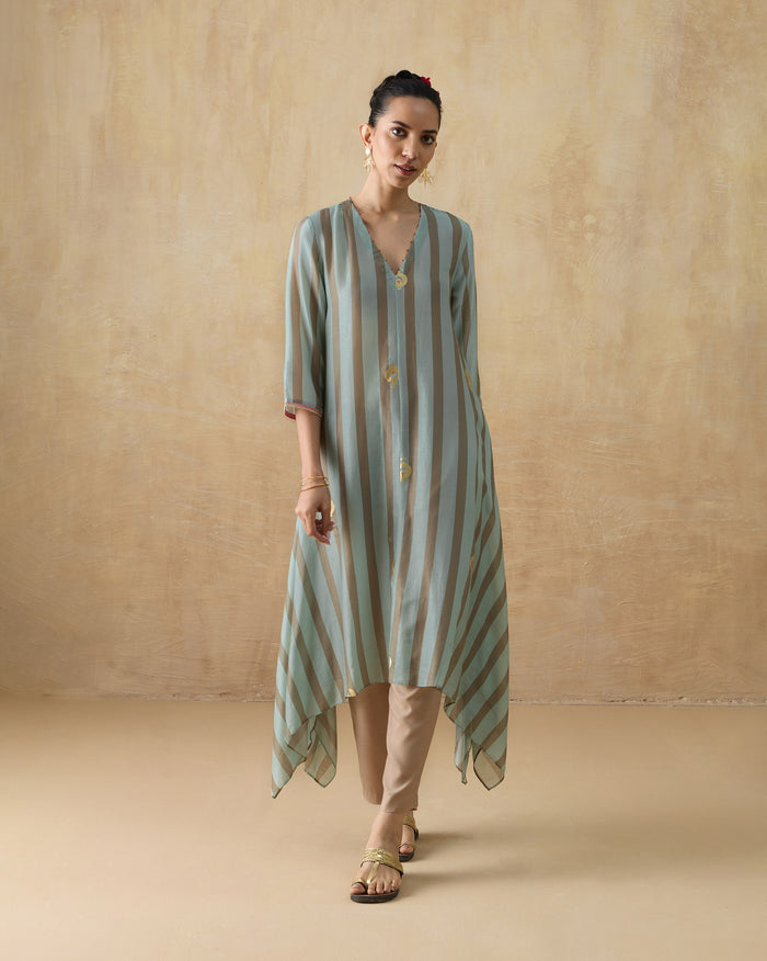 Front Pleated Kurta - Chanderi Regular Fit