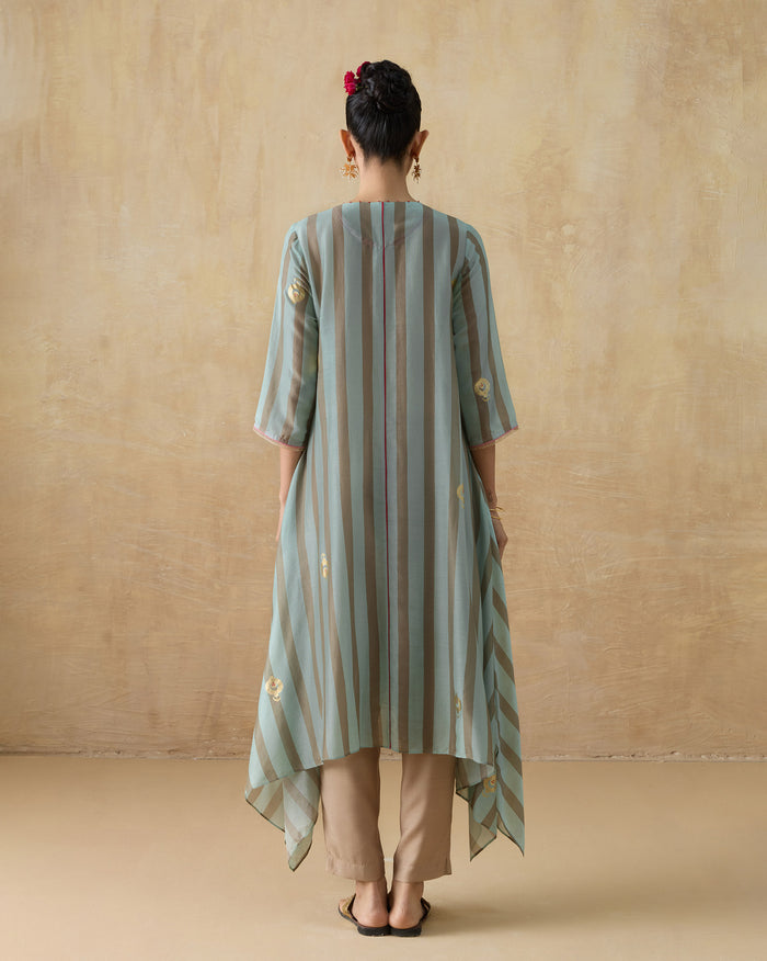 Front Pleated Kurta - Chanderi Regular Fit