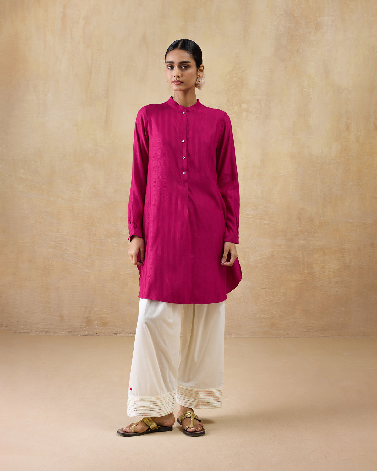 Basic Long Length Kurta - Silk Blend Regular Fit