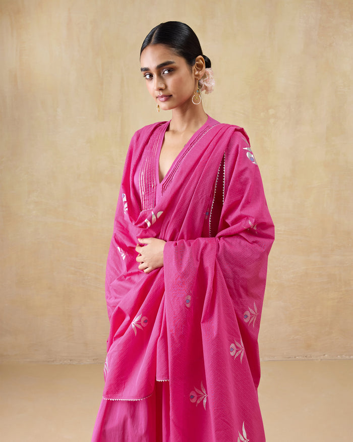 Riverdance Dupatta - Embroidered Cotton Silk