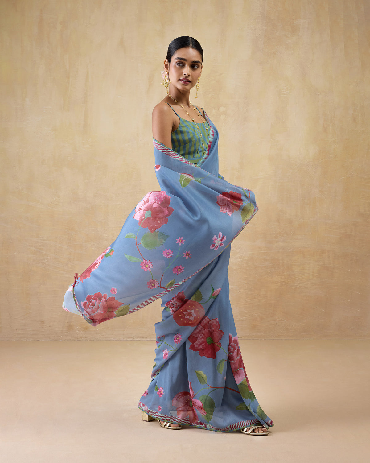 First Bloom Sari - Printed Cotton Silk