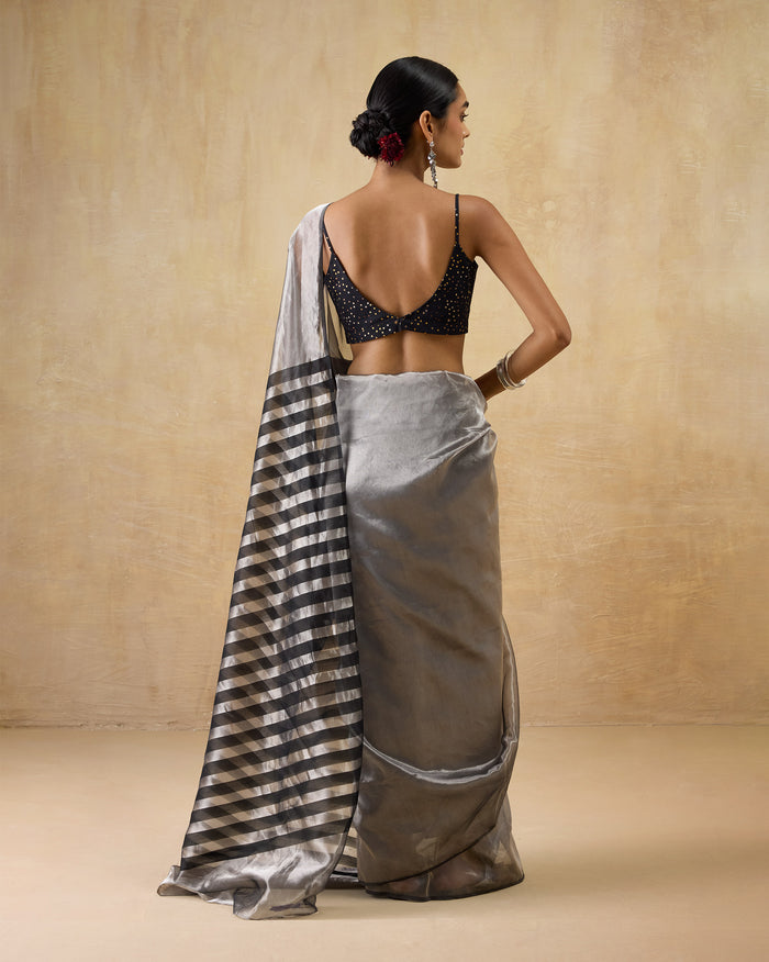 Party Stripes Sari - Metallic Tissue
