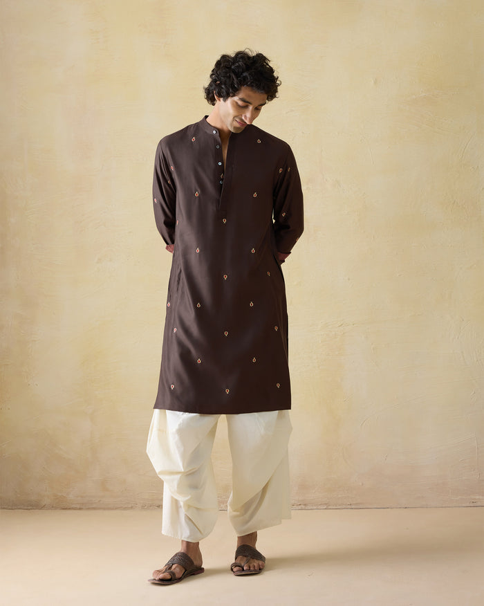 Neckband Kurta - Viscose Silk Blend Classic Fit