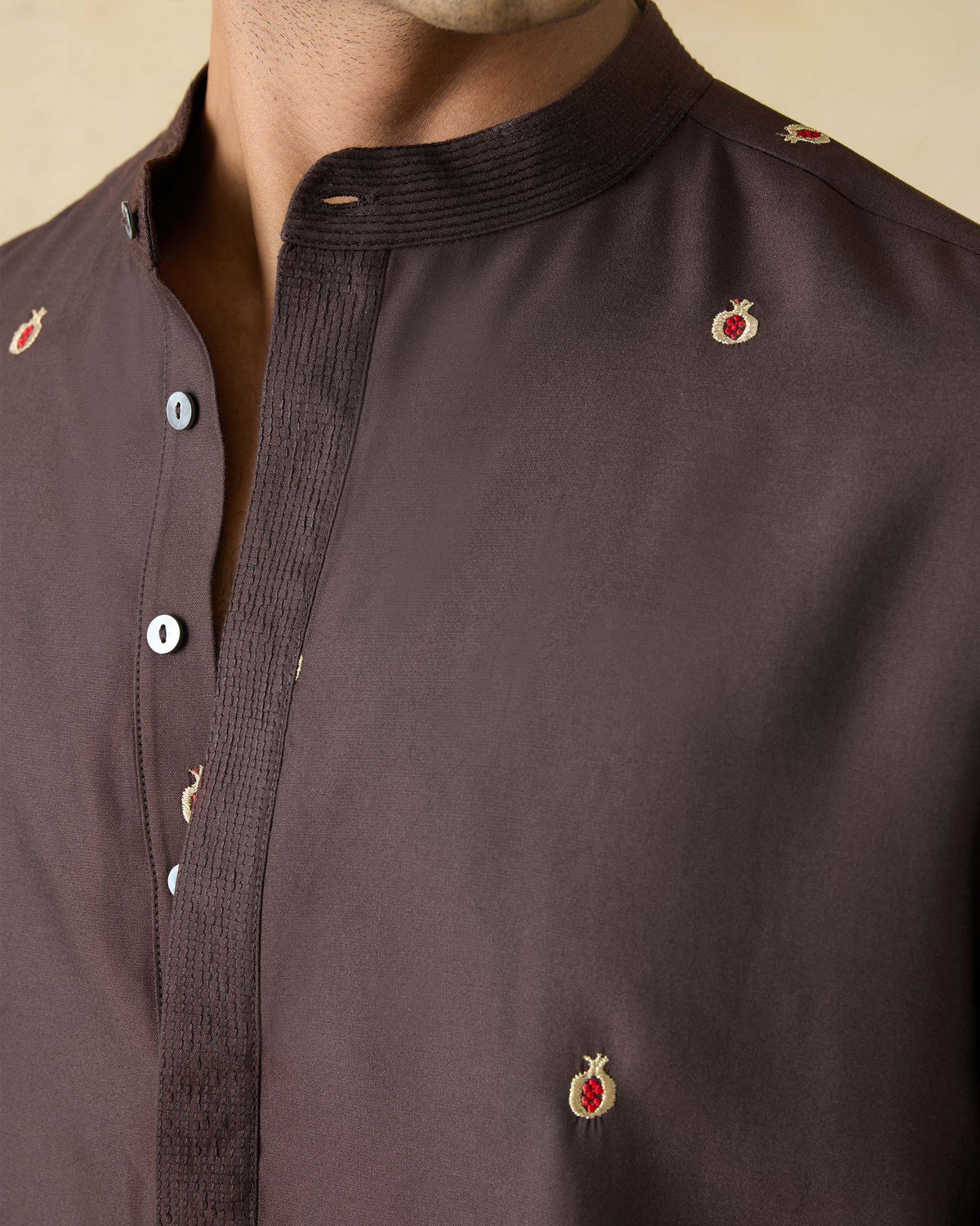 Neckband Kurta - Viscose Silk Blend Classic Fit