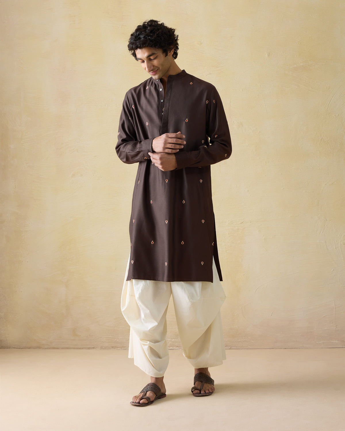 Neckband Kurta - Viscose Silk Blend Classic Fit