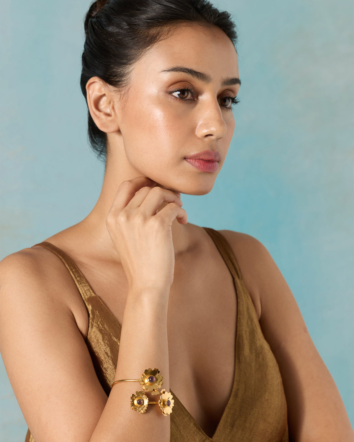 Kesar Phool Cuff - Gold