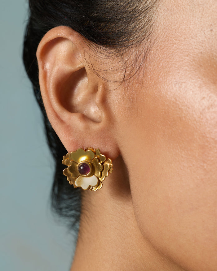Kesar Phool Studs - Gold