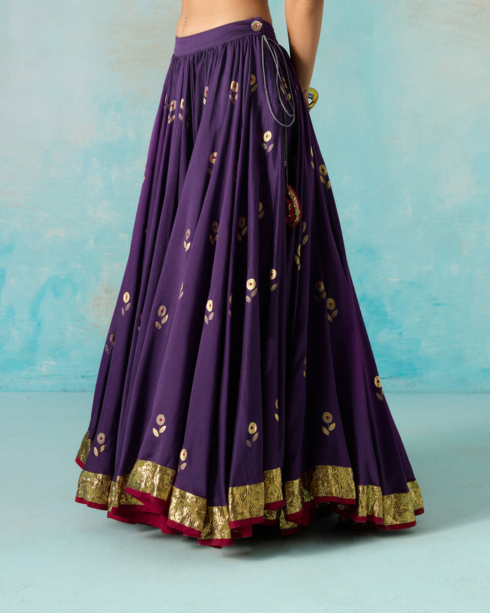 Saaya Skirt - Foil Printed Cotton Silk