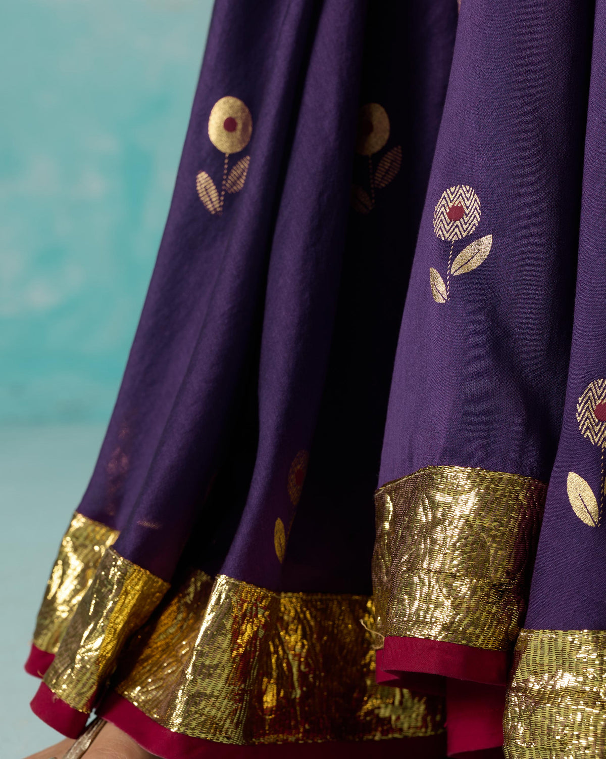 Saaya Skirt - Foil Printed Cotton Silk