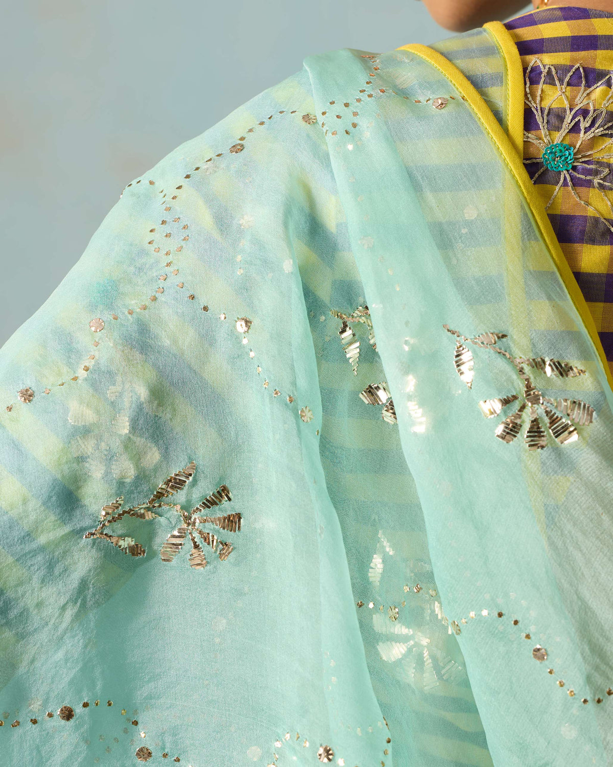 Adaa Dupatta - Embroidered Mukaish Silk Organza
