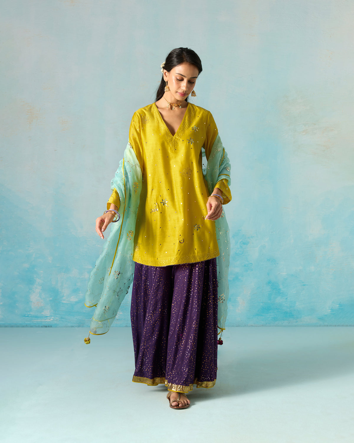 Adaa Dupatta - Embroidered Mukaish Silk Organza