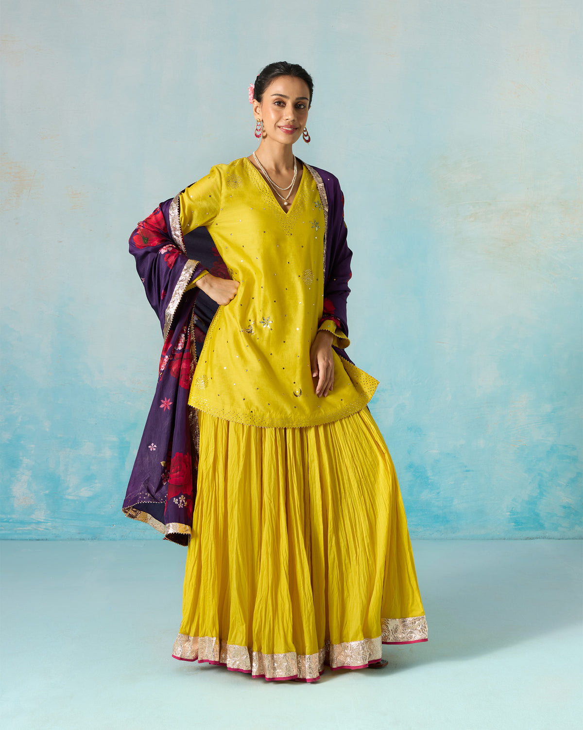 Guldasta Dupatta - Printed Silk