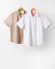 Half Sleeve Shirt Set (Beige & White Seersucker)