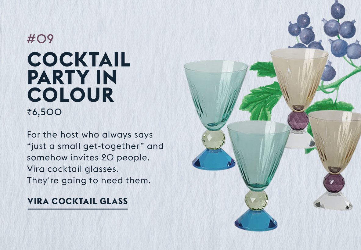 #09 Cocktail party in colour - Vira Cocktail Glass, Rs 6,500