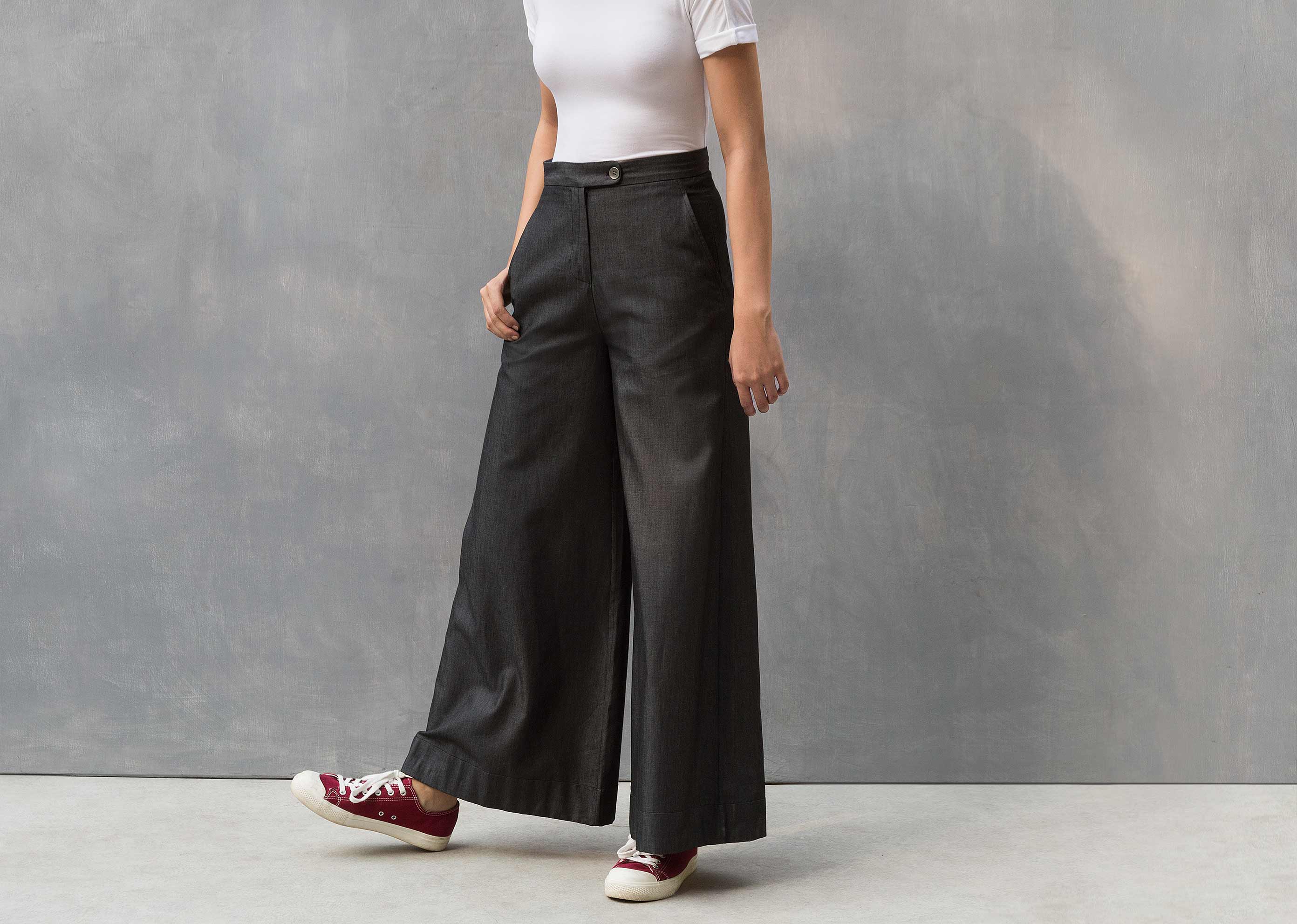 Denim Wide Leg Pants