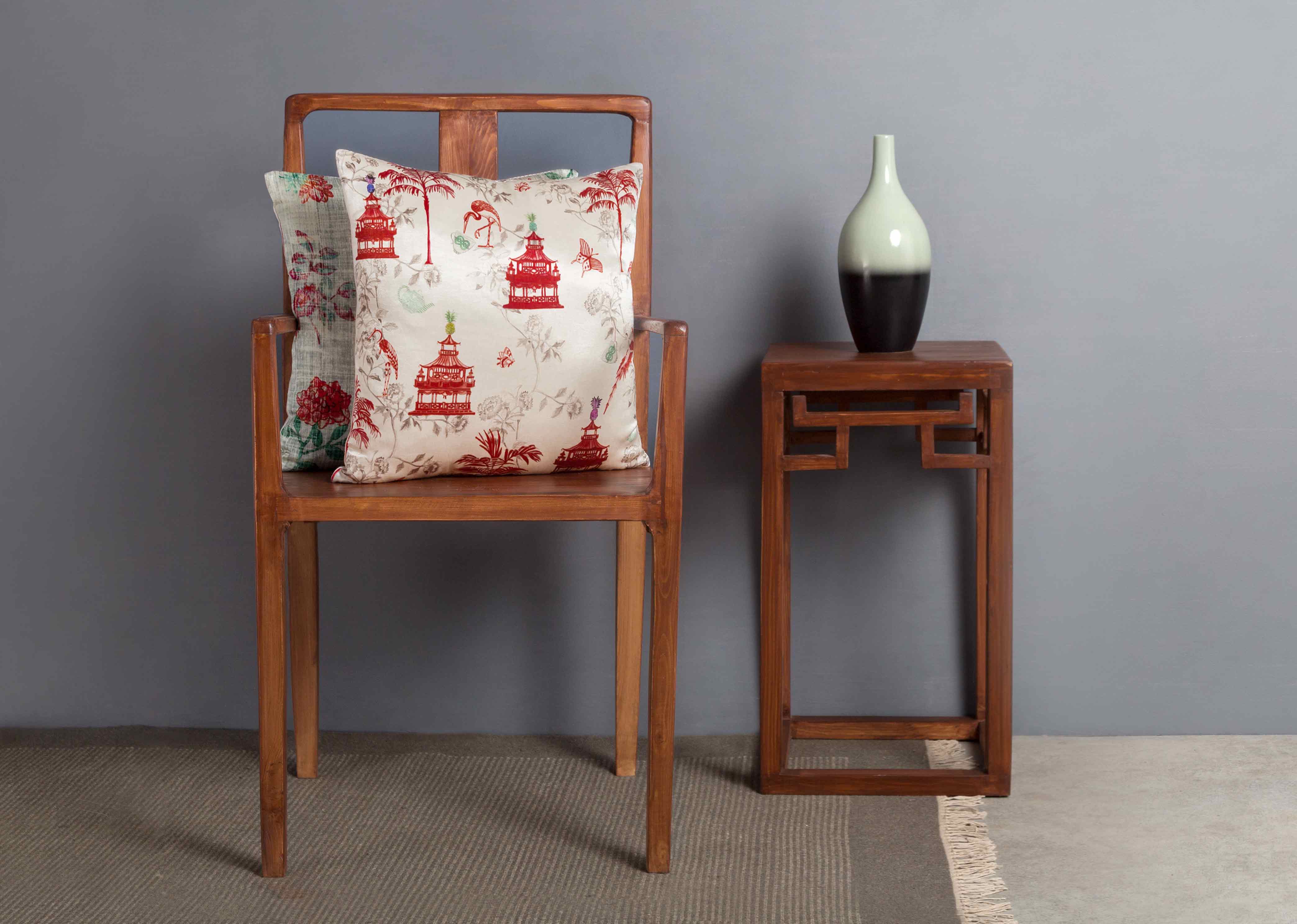 Chinoiserie Cushion Cover - Red