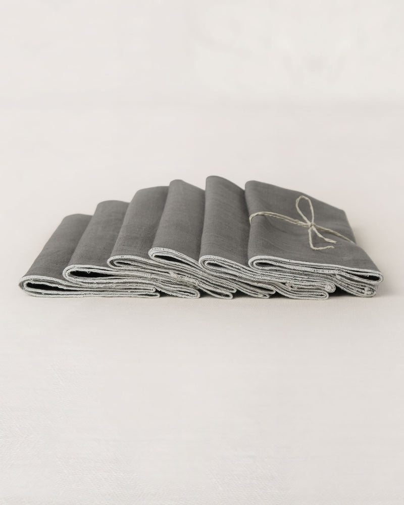 Verandah Dinner Napkins (Set of 6) - Charcoal & Ivory