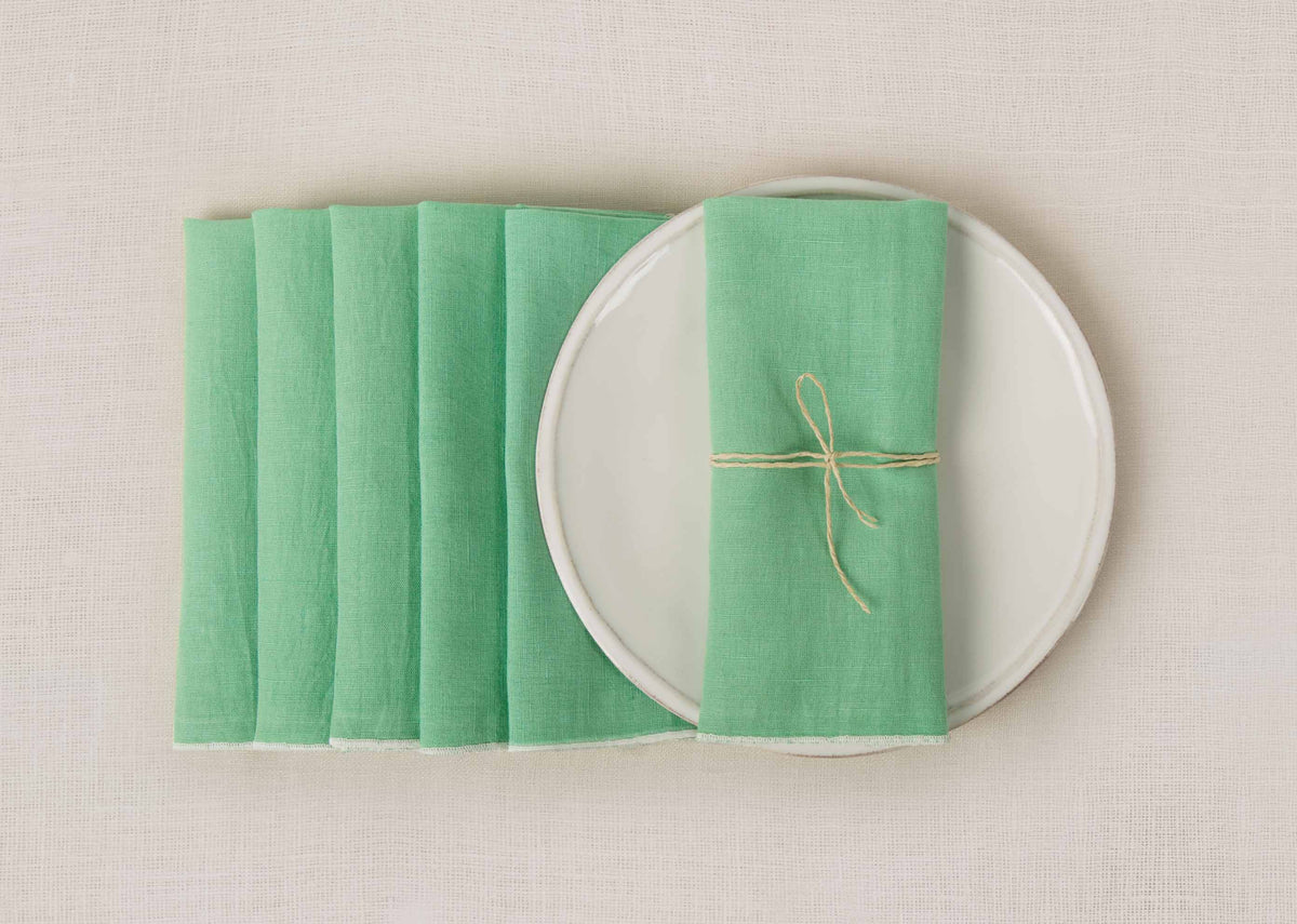 Verandah Cocktail Napkins (Set of 6) - Aqua & Charcoal