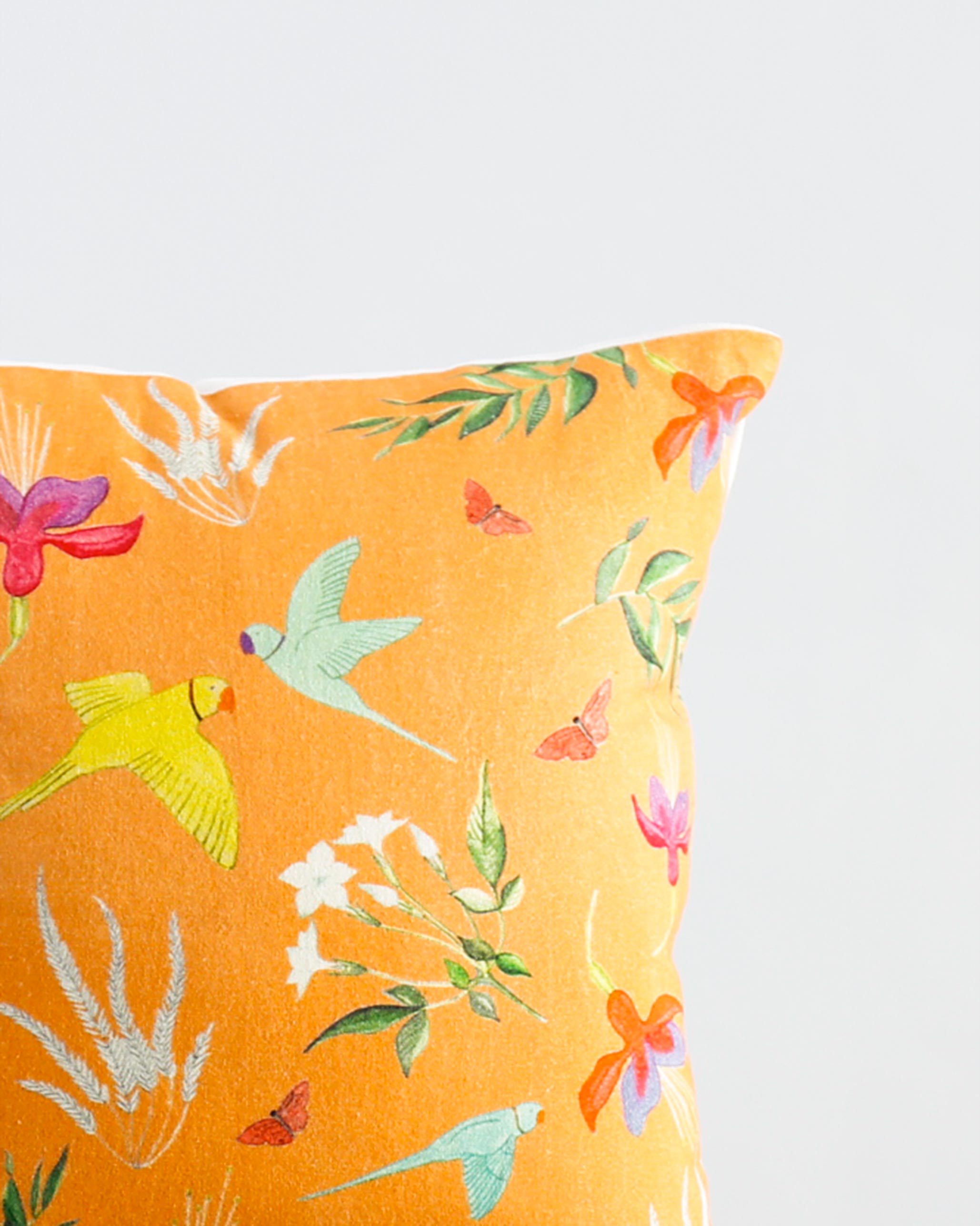 Verandah Botanical Cushion Cover - Tangerine