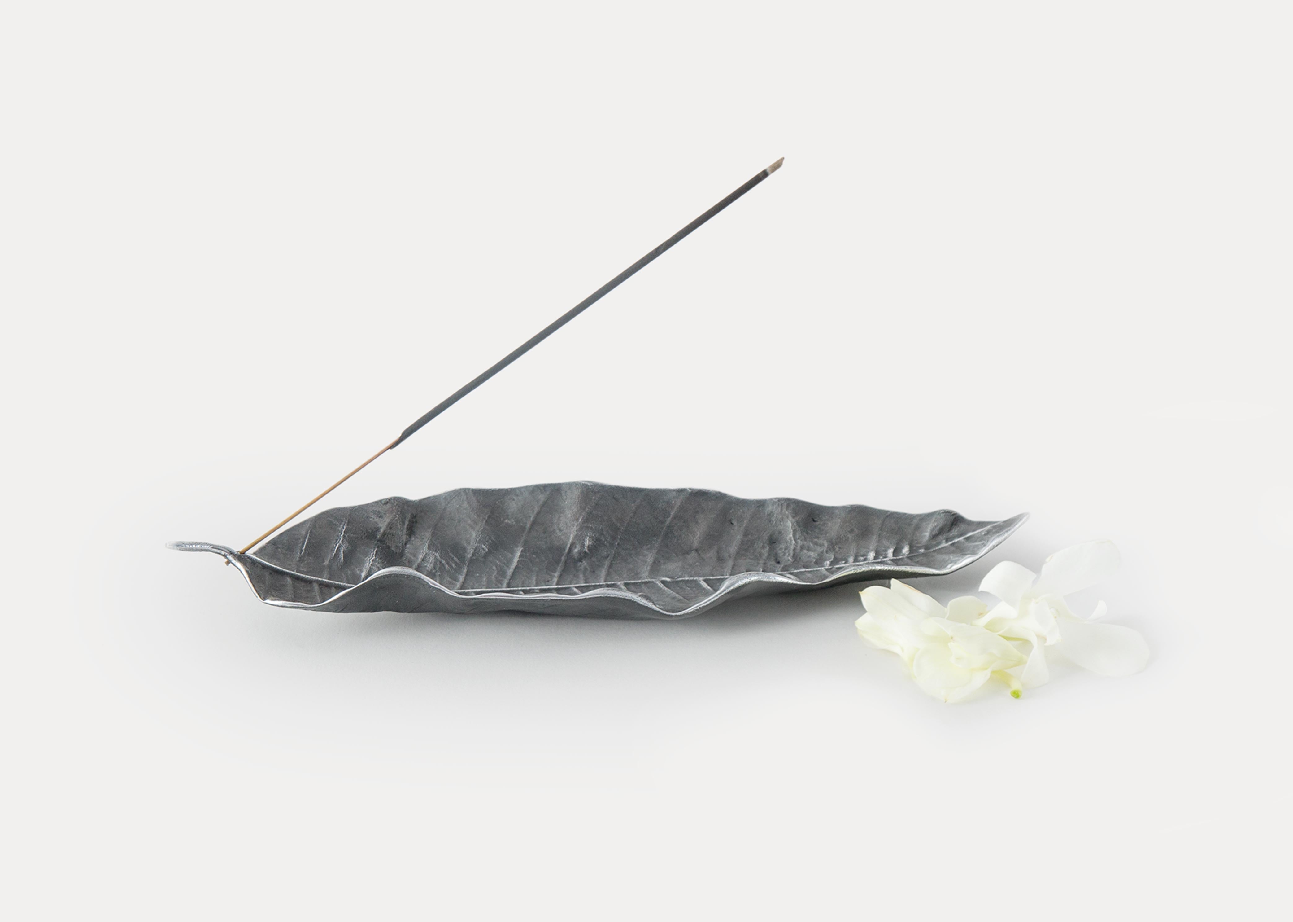 Mango Leaf Incense Holder - Antique Silver