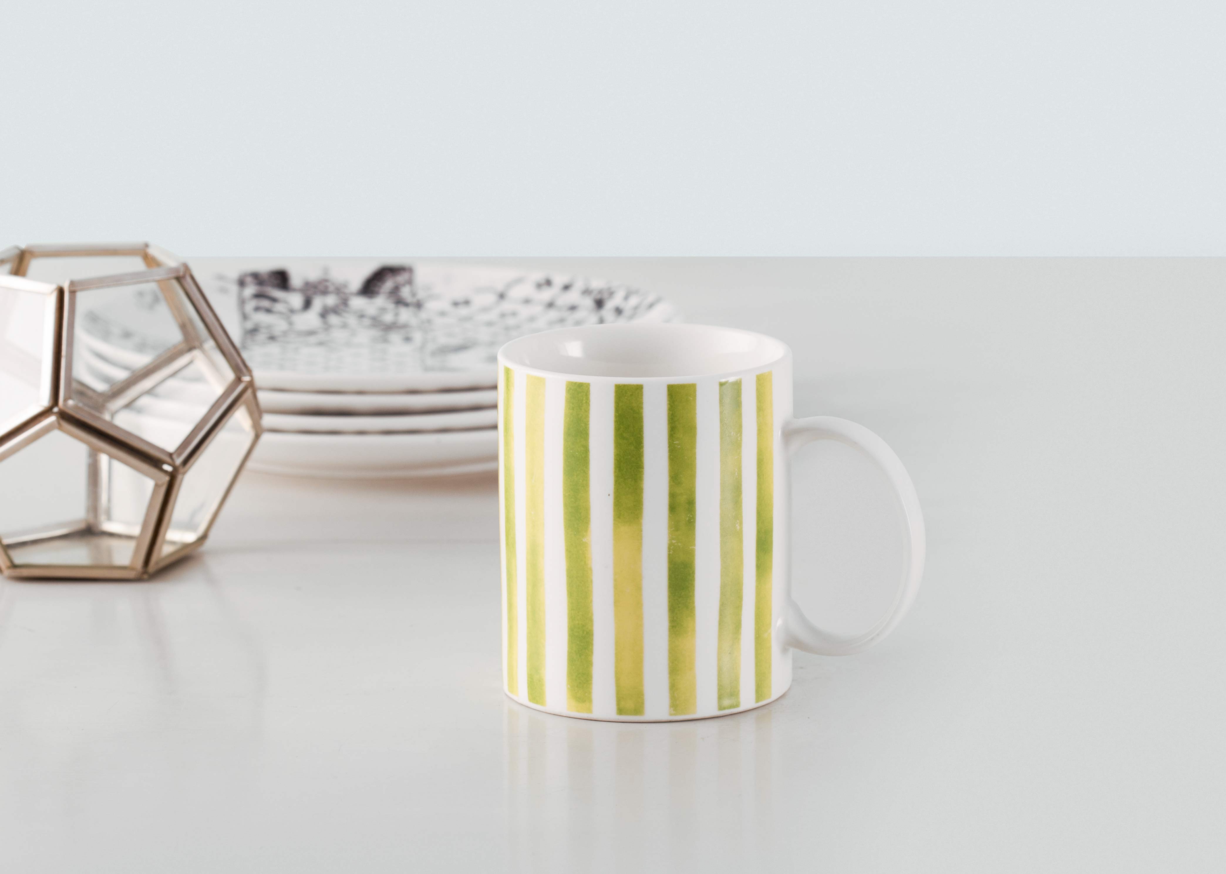 Flora Fauna Stripes Mug - Lime