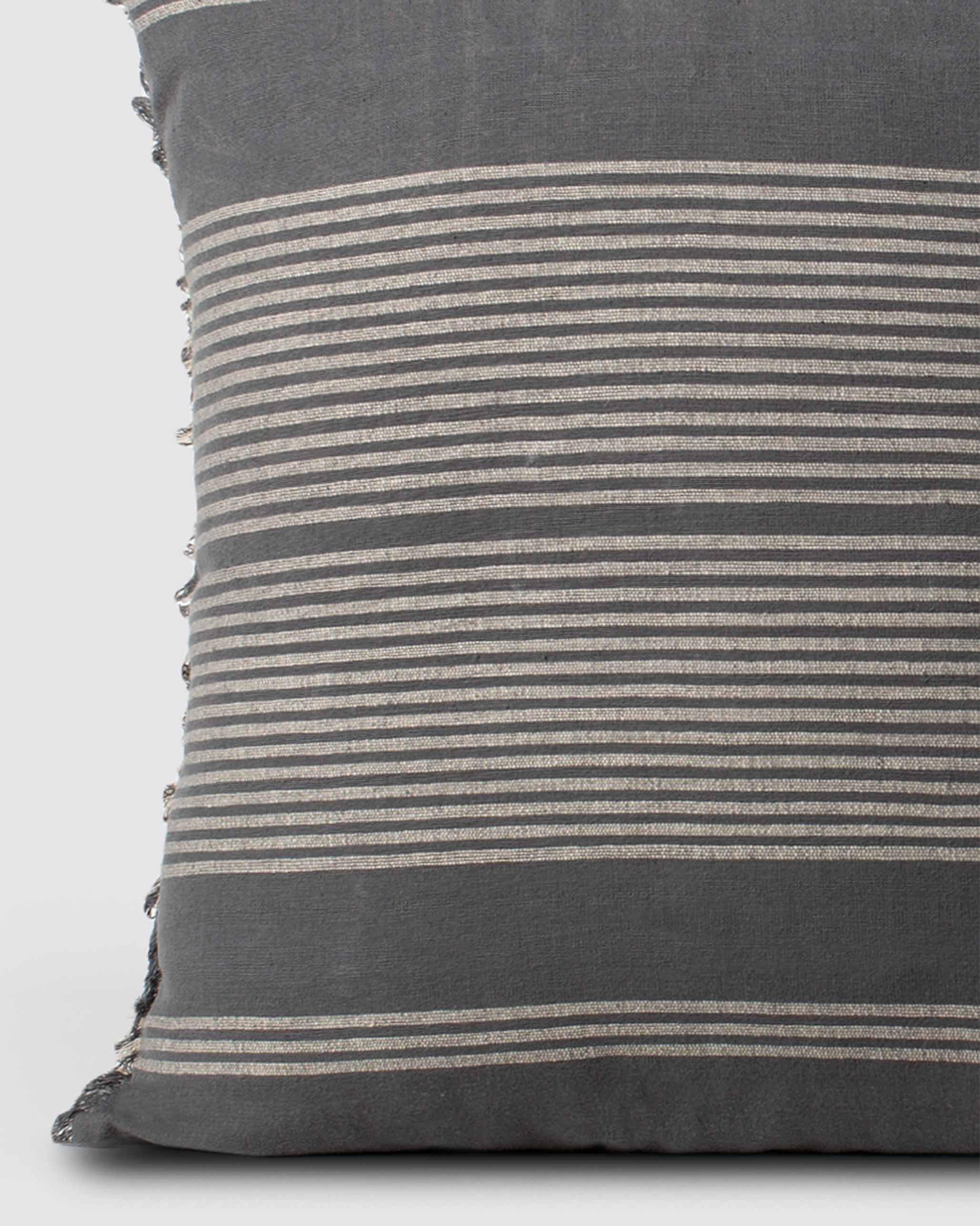 Woven Stripe Cushion Cover - Charcoal & Ivory