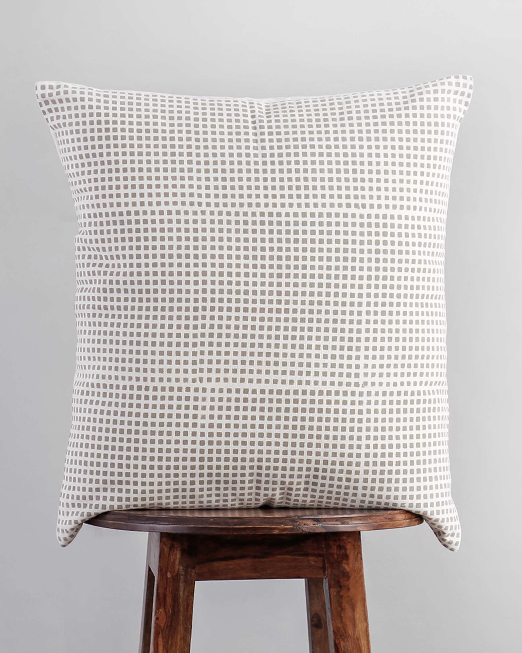 Verandah Checkered Block Cushion Cover - Grey