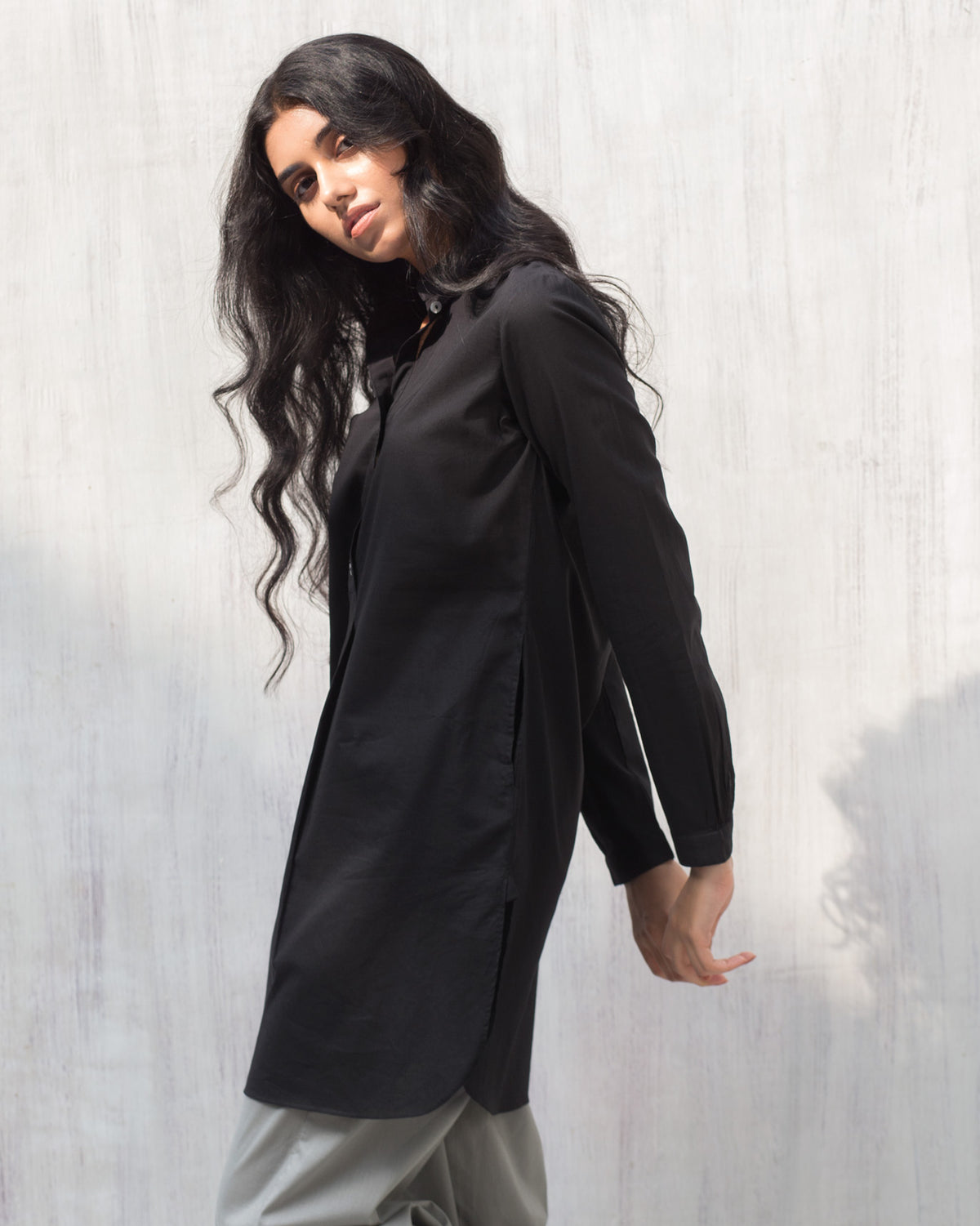 Basic Mid Length Kurta - Black
