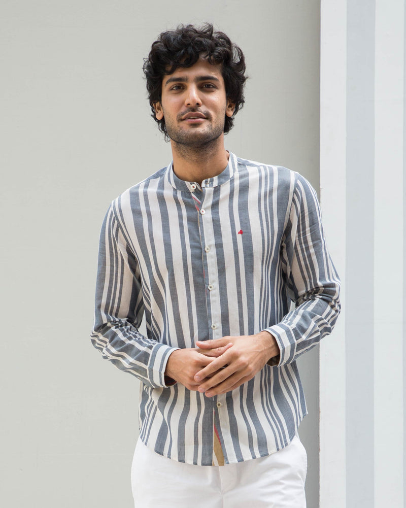 Nawab Stripe Shirt - Blue