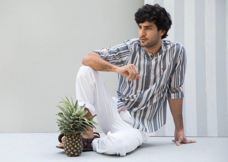 Nawab Stripe Shirt - Blue