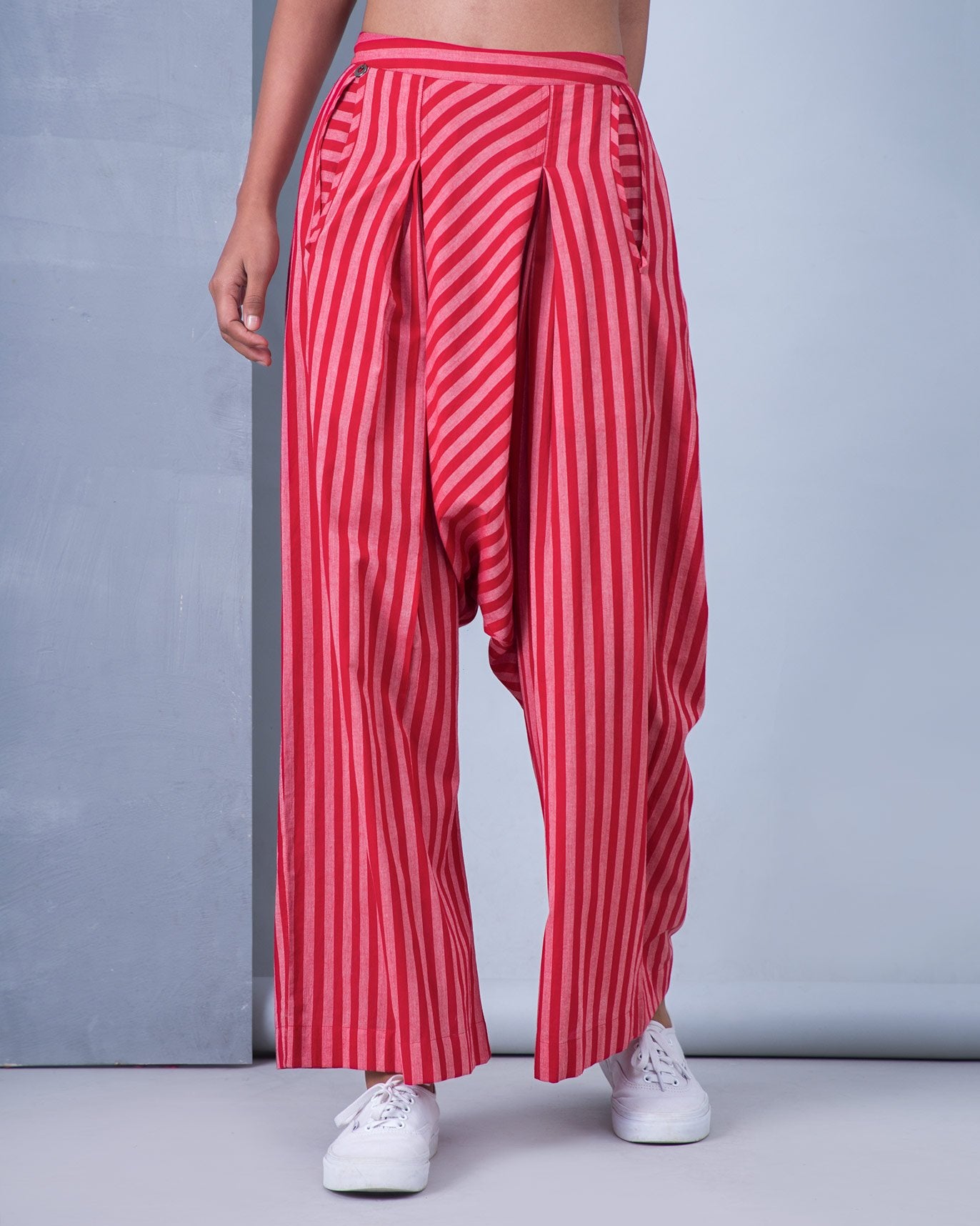 Wide Leg Stripe Drop Crotch Pants