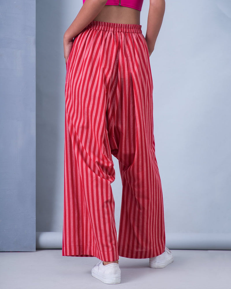 Wide Leg Stripe Drop Crotch Pants