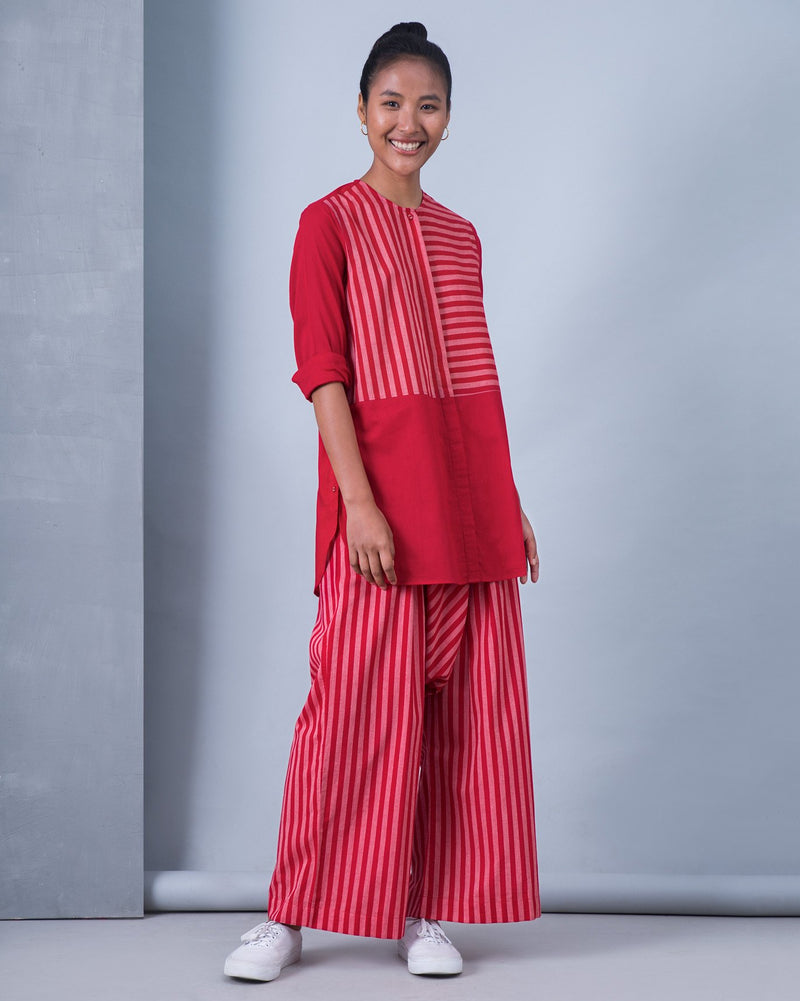 Wide Leg Stripe Drop Crotch Pants