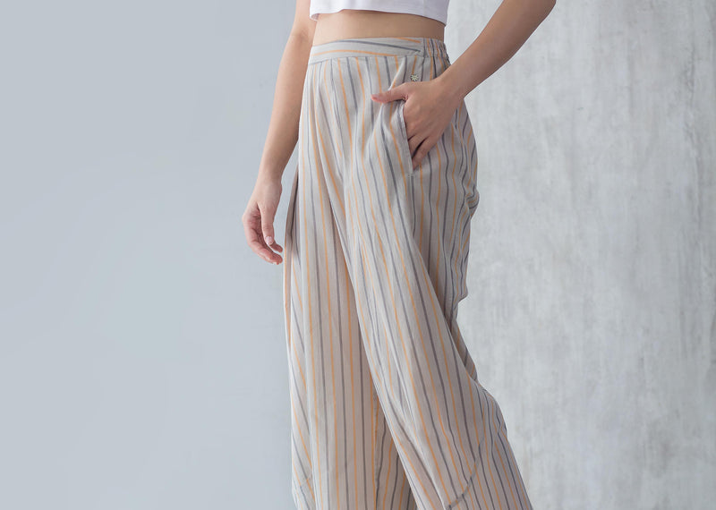 Pleated Weekend Stripe Trousers