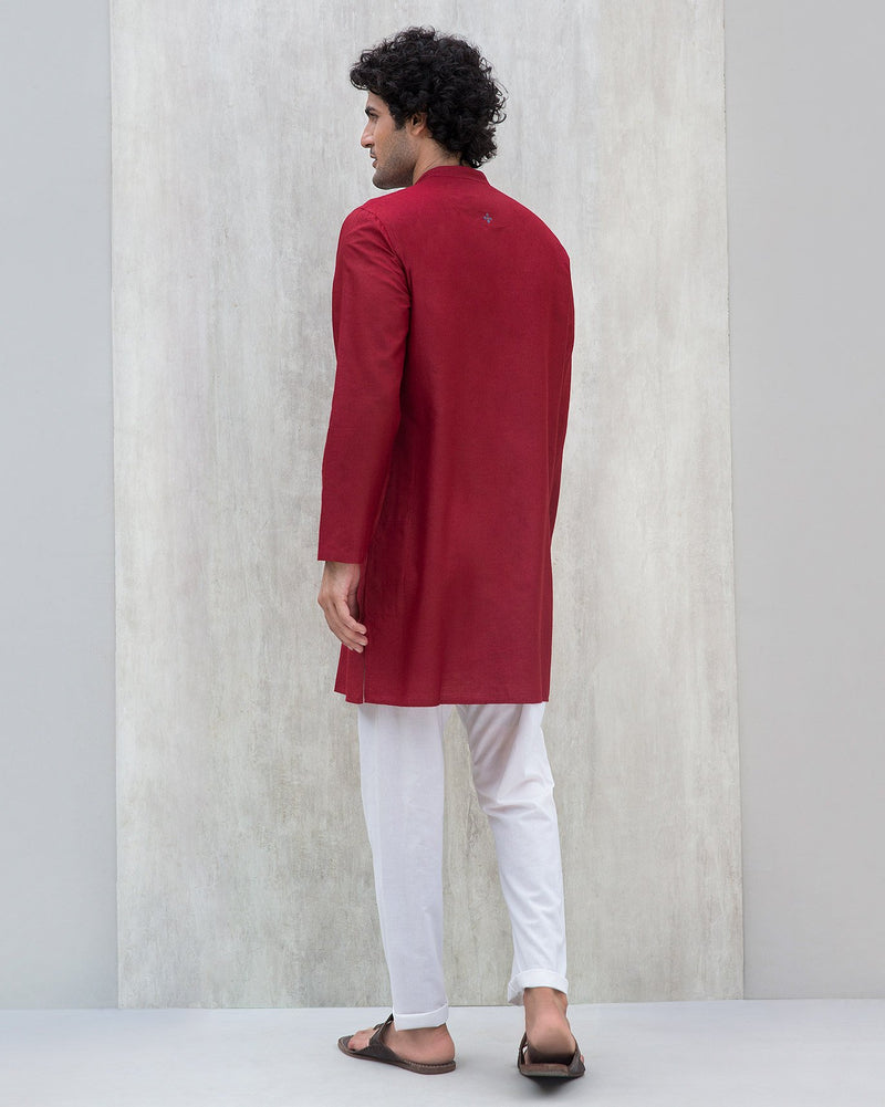 Front Pleat Kurta - Red