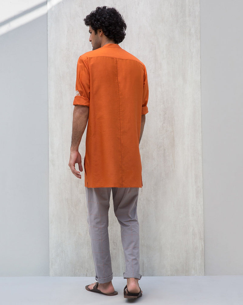 Moonbeam Panel Kurta - Orange