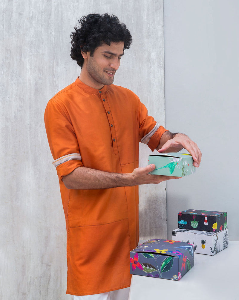 Moonbeam Panel Kurta - Orange