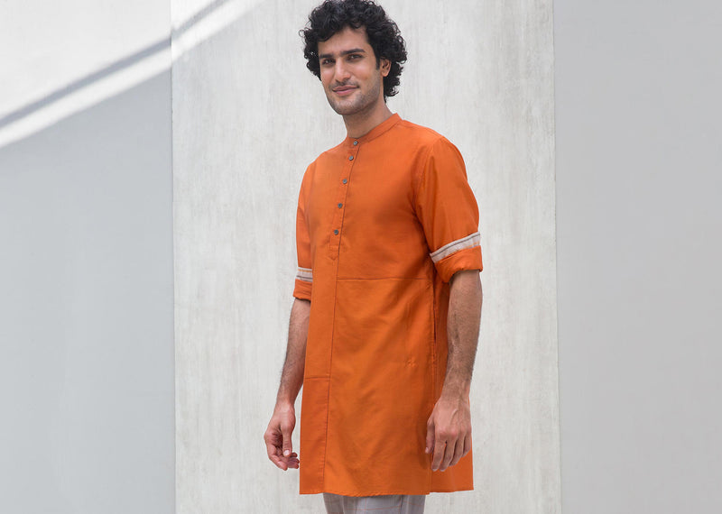 Moonbeam Panel Kurta - Orange
