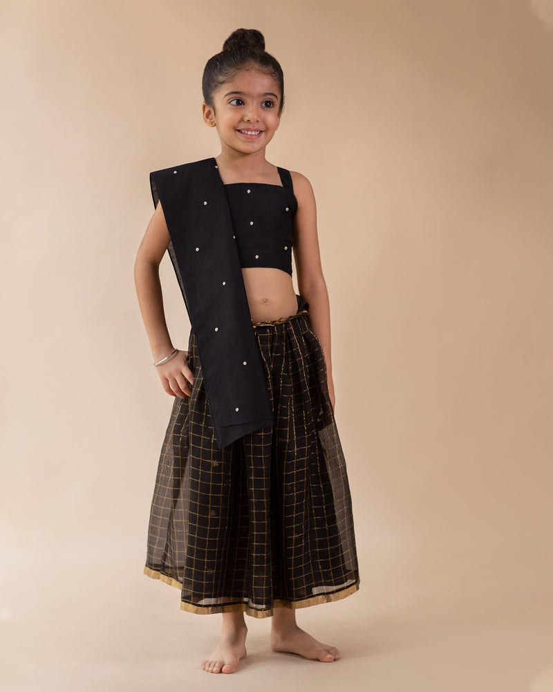 Little Smocked Top & Skirt Set With Dupatta (Set of 3)