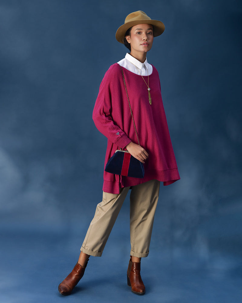 Victoria Boatneck Pullover - Berry