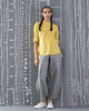 Mandarin Stripe Collar Top - Yellow & Grey