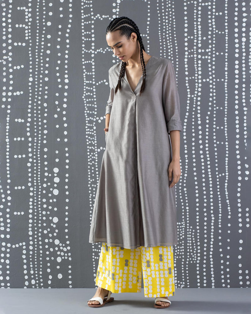Summer Pleat Kurta - Grey