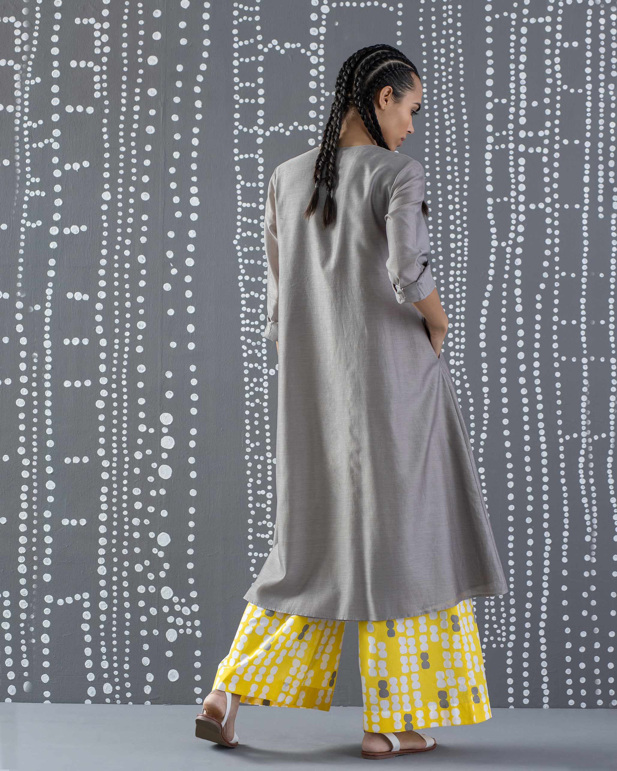 Summer Pleat Kurta - Grey