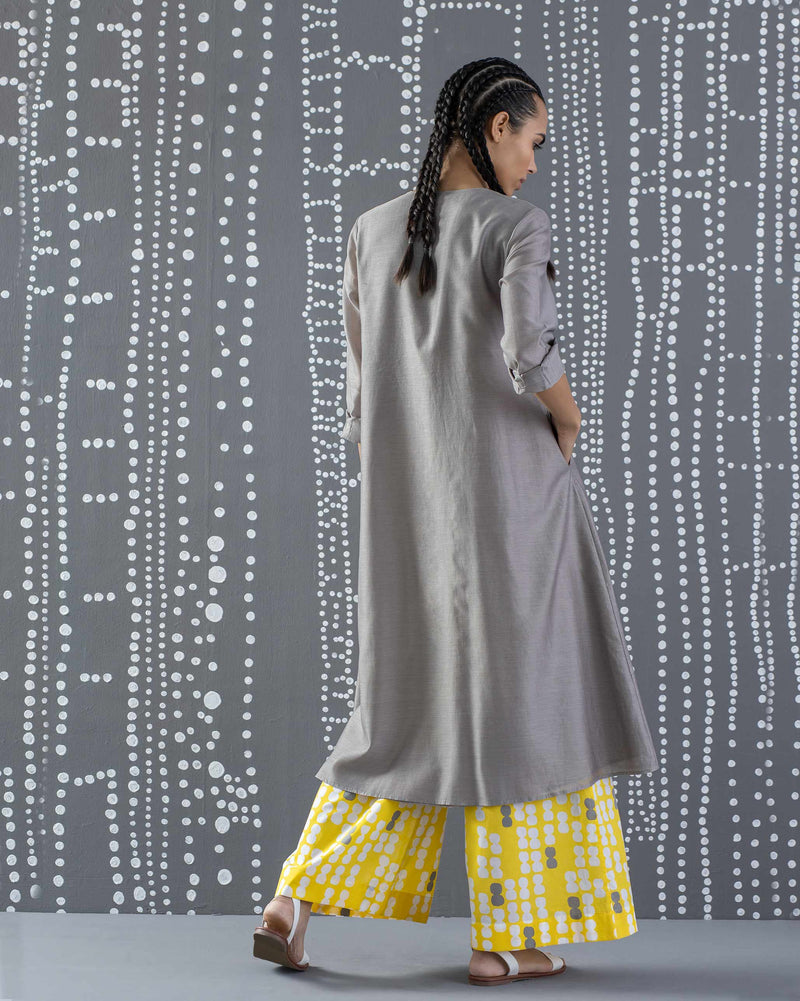 Summer Pleat Kurta - Grey