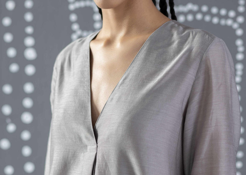 Summer Pleat Kurta - Grey