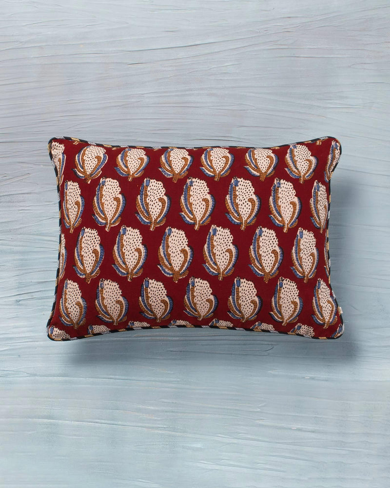 Zanj Lumbar Pillow Cover - Red