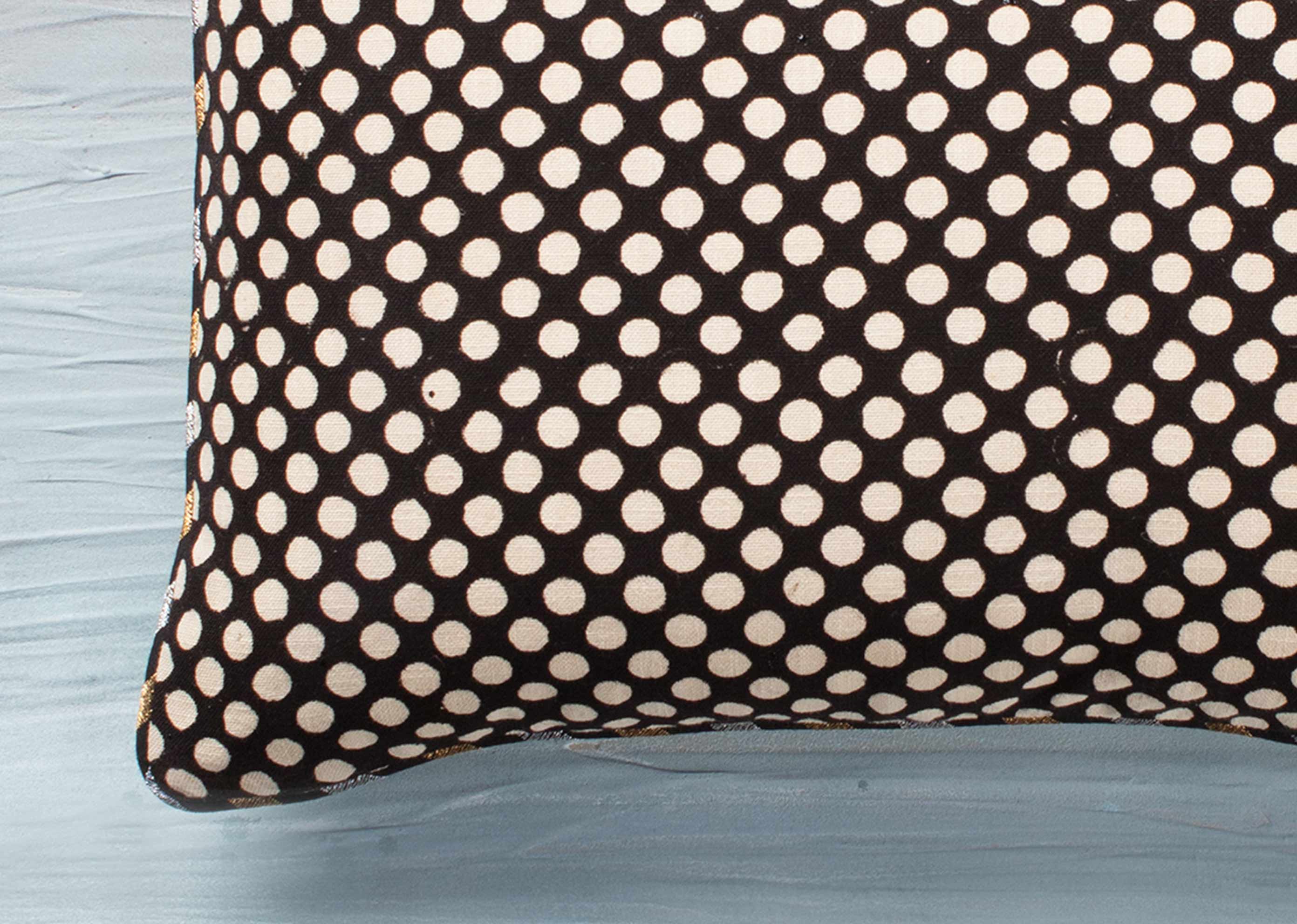 Polka Lumbar Pillow Cover - Black & White